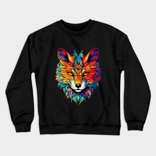 Psychedelic Trippy Fox Face Crewneck Sweatshirt